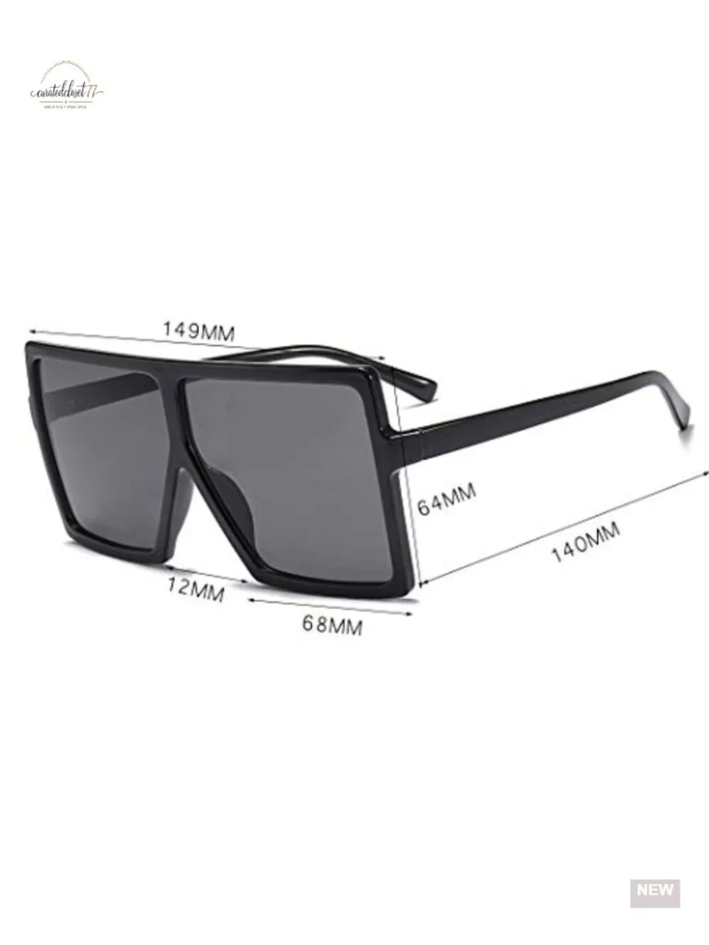 Oversized Square Sunglasses UV400 Protection Flat Top Shades